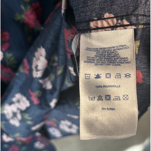 Lands End No Iron Supima Blouse Womens Sz 22W Blue Floral Lightweight Classic - Picture 5 of 7